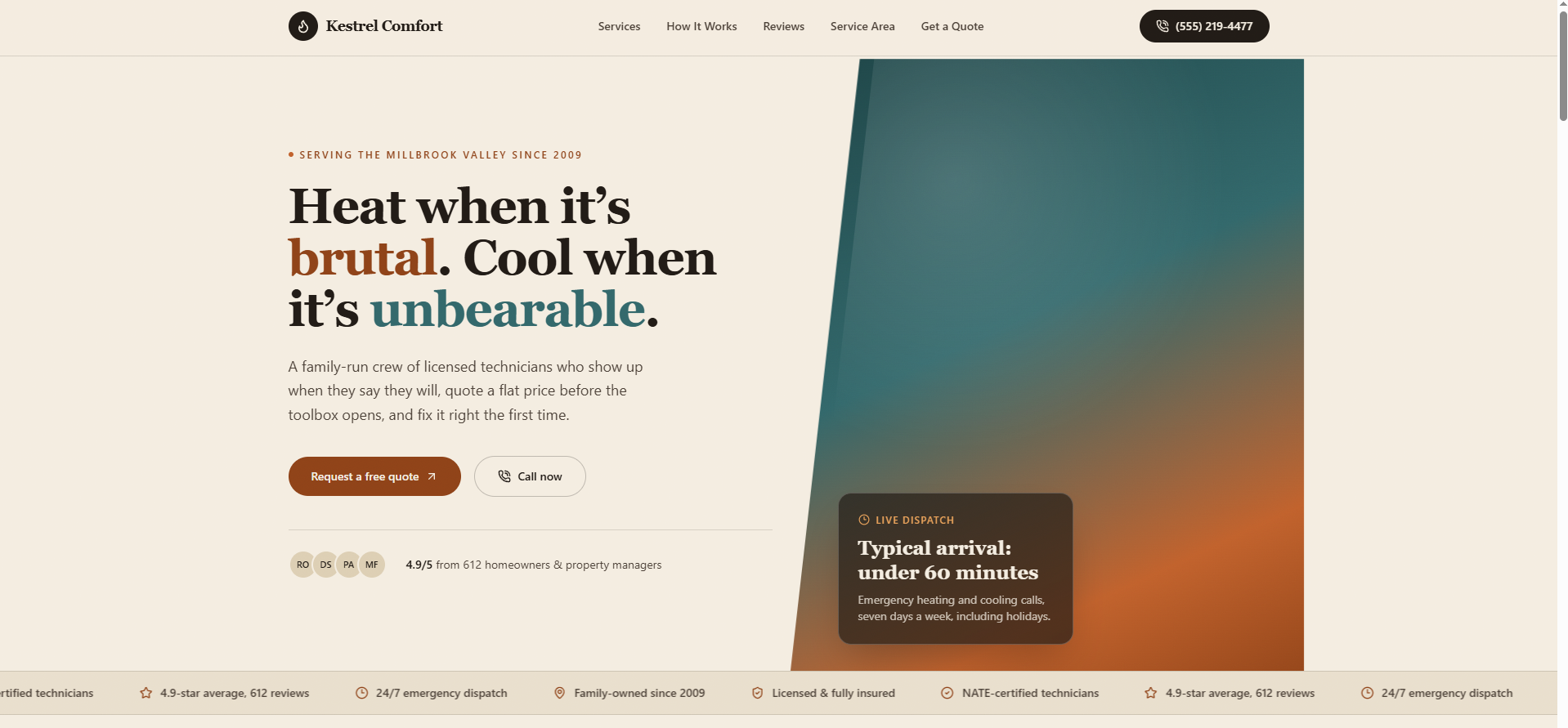 Kestrel Comfort Systems website preview