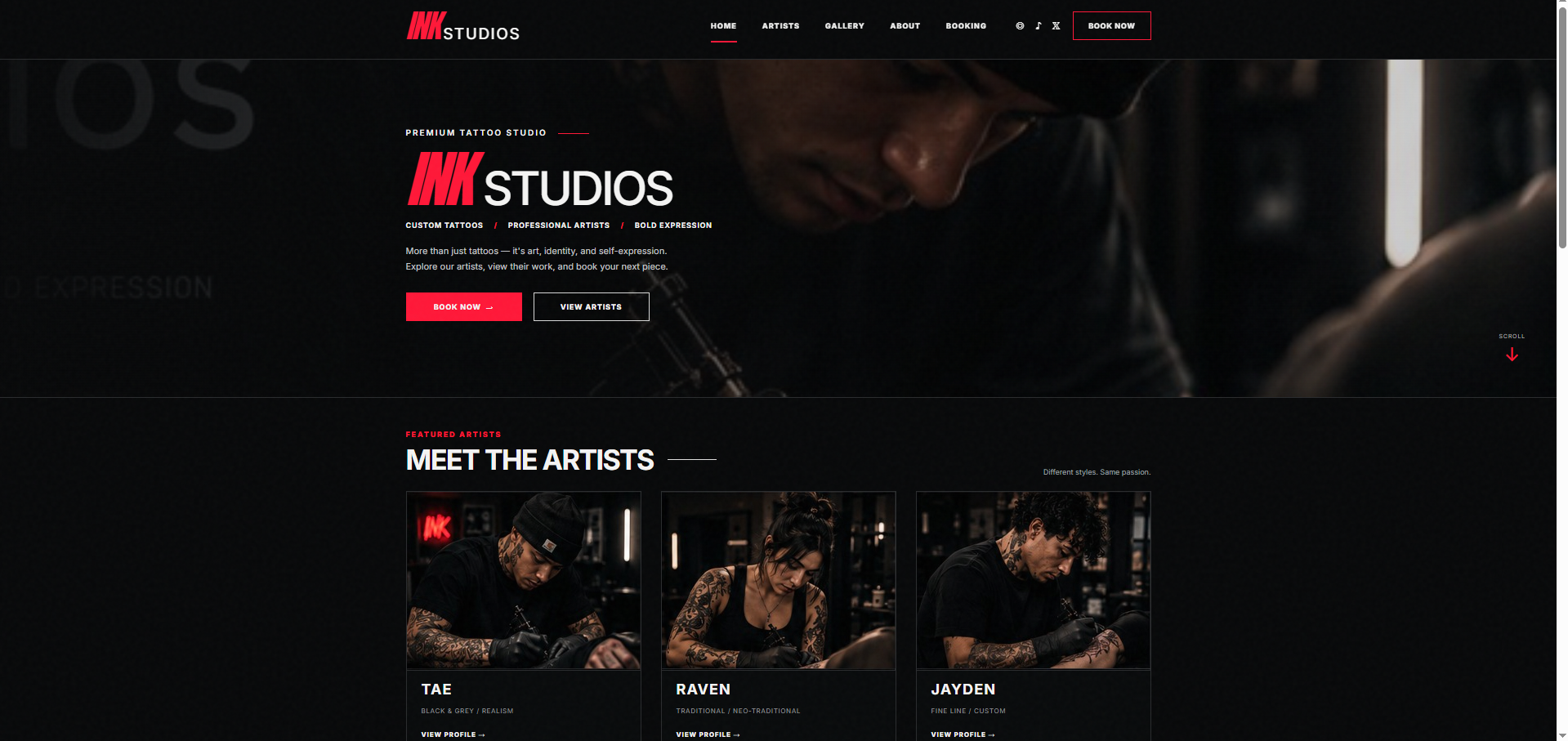Ink Studio website preview